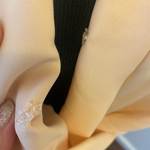 Boston Proper Drape Front Wrap Blouse Plunge Neck Top Peach Biscotti 8 $79 - Picture 3 of 7